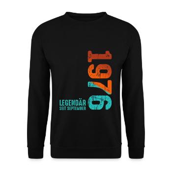 September 1976 Legendary since - Unisex Sweatshirt - black - Front - Alina (178cm) & Michal (187cm)
