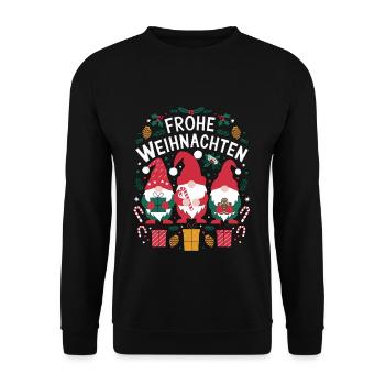 Joyeux Noël Les gnomes célèbrent la joie - Sweat-shirt Unisexe - noir - Devant - Alina (178cm) & Michal (187cm)