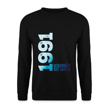 Limited Edition January 1991 Legendär Seit January - Unisex Pullover - Schwarz - Vorne - Alina (178cm) & Michal (187cm)