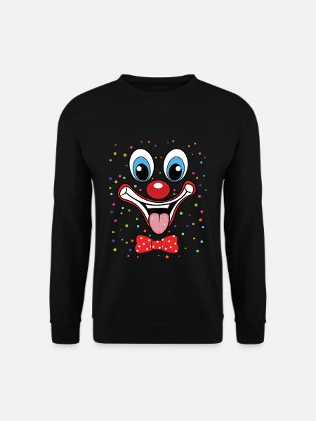 Karneval Lustiges Clown Gesichtsdesign Bunter - Unisex Pullover - Schwarz