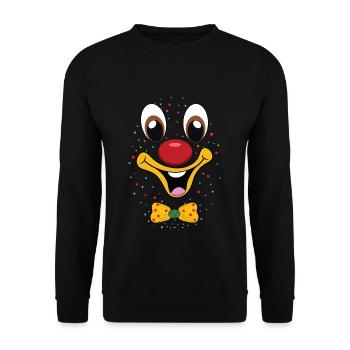 Fasching Lustiger Clown Gesicht Bunt Konfetti - Unisex Pullover - Schwarz - Vorne - Alina (178cm) & Michal (187cm)
