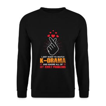 Ich Will Nur K-Drama Schauen Und Meine - Unisex Pullover - Schwarz - Vorne - Alina (178cm) & Michal (187cm)