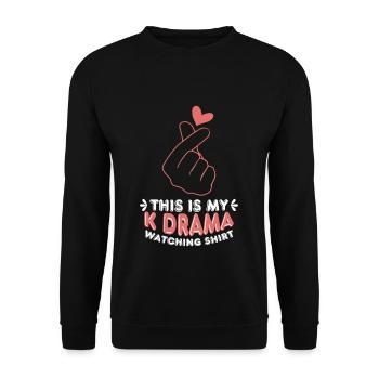 K Drama Watching Herzhand - Unisex Pullover - Schwarz - Vorne - Alina (178cm) & Michal (187cm)