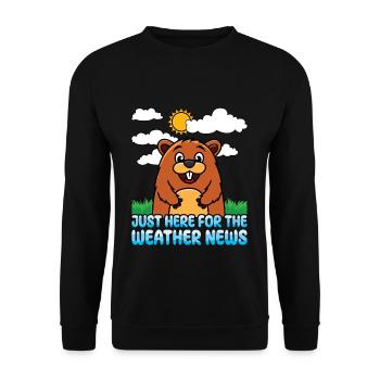 Niedlicher Murmeltier Wetter Spaß - Unisex Pullover - Schwarz - Vorne - Alina (178cm) & Michal (187cm)
