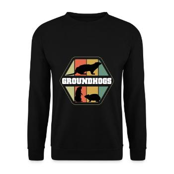 Groundhogs Silhouettes Retro Style - Unisex Sweatshirt - black - Front - Alina (178cm) & Michal (187cm)