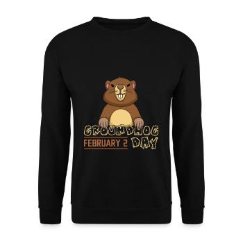 Jour de la marmotte 2 février Marmotte mignonne - Sweat-shirt Unisexe - noir - Devant - Alina (178cm) & Michal (187cm)