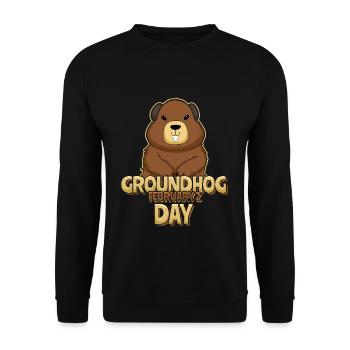 Groundhog Day February 2 Cute Groundhog - Unisex Sweatshirt - black - Front - Alina (178cm) & Michal (187cm)