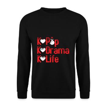 K Pop K Drama K Life Leidenschaft - Unisex Pullover - Schwarz - Vorne - Alina (178cm) & Michal (187cm)
