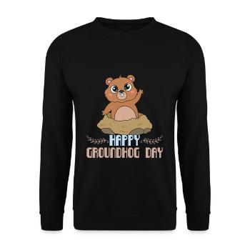 Happy Groundhog Day Design - Unisex Sweatshirt - black - Front - Alina (178cm) & Michal (187cm)