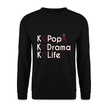 K Pop K Drame K Life Coeur Fingerstyle - Sweat-shirt Unisexe - noir - Devant - Alina (178cm) & Michal (187cm)