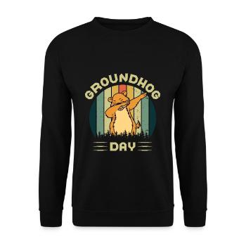 Groundhog Day Retro Style Woodland Animal - Unisex Sweatshirt - black - Front - Alina (178cm) & Michal (187cm)