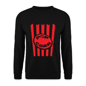 Karneval Popcorn Spaß Rote Streifen - Unisex Pullover - Schwarz - Vorne - Alina (178cm) & Michal (187cm)