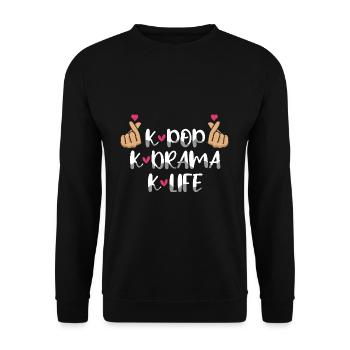 K-Pop K-Drama K-Life Fan Heart - Unisex Sweatshirt - black - Front - Alina (178cm) & Michal (187cm)
