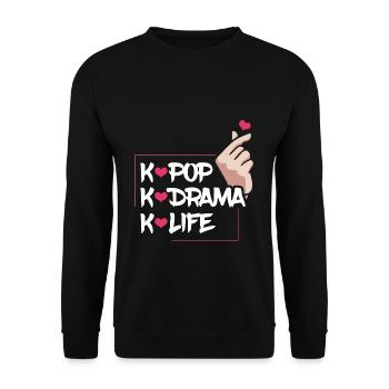 K-Pop K-Drama K-Life Enthusiasm - Unisex Sweatshirt - black - Front - Alina (178cm) & Michal (187cm)