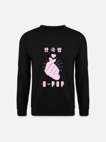 K-Pop Liebeszeichen Mit Herz Und Hand - Unisex Pullover - Schwarz