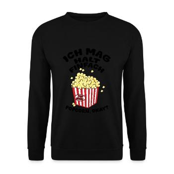 Fasching Ich Mag Halt Einfach Popcorn Okay? - Unisex Pullover - Schwarz - Vorne - Alina (178cm) & Michal (187cm)