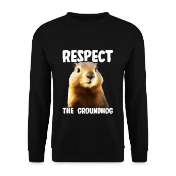 Respektiere Das Murmeltier – Humorvolle Erinnerung - Unisex Pullover - Schwarz - Vorne - Alina (178cm) & Michal (187cm)