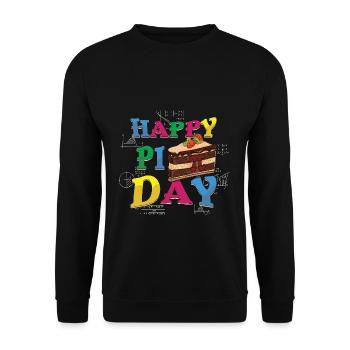 Happy Pi Day with cake and math - Unisex Sweatshirt - black - Front - Alina (178cm) & Michal (187cm)