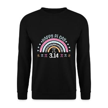 Fröhlicher Pi-Tag 3.14 Regenbogen Design - Unisex Pullover - Schwarz - Vorne - Alina (178cm) & Michal (187cm)