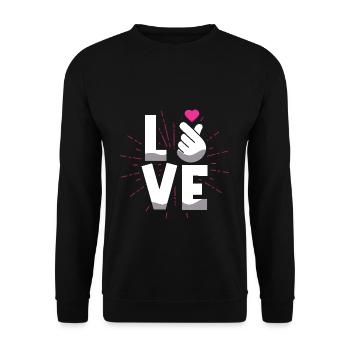 Love Expression Hand Gestures Heart - Unisex Sweatshirt - black - Front - Alina (178cm) & Michal (187cm)