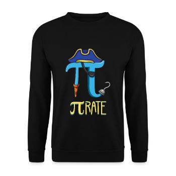 Lustiges Piraten-Motiv zum Pi-Tag - Unisex Pullover - Schwarz - Vorne - Alina (178cm) & Michal (187cm)