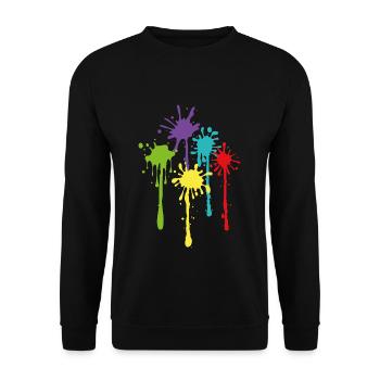 Karneval Bunte Farbkleckse - Unisex Pullover - Schwarz - Vorne - Alina (178cm) & Michal (187cm)