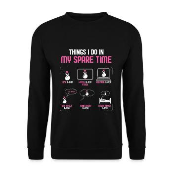 Ce que je fais pendant mon temps libre K-Pop - Sweat-shirt Unisexe - noir - Devant - Alina (178cm) & Michal (187cm)