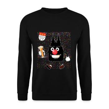 Karneval Kölner Dom mit Bier und Clownsnase - Unisex Pullover - Schwarz - Vorne - Alina (178cm) & Michal (187cm)