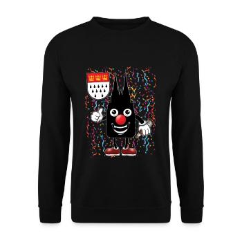 Fasching Köln Karneval Maske Konfetti Kölner Dom - Unisex Pullover - Schwarz - Vorne - Alina (178cm) & Michal (187cm)
