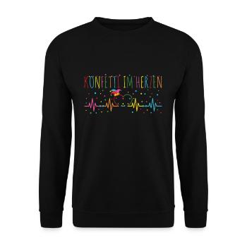 Karneval Konfetti Im Herzen - Unisex Pullover - Schwarz - Vorne - Alina (178cm) & Michal (187cm)