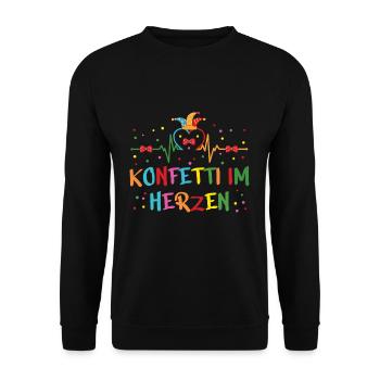 Confettis de carnaval dans le coeur couleurs vives - Sweat-shirt Unisexe - noir - Devant - Alina (178cm) & Michal (187cm)