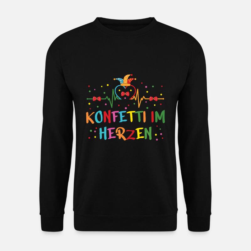 Fasching Konfetti Im Herzen Bunte Farben - Unisex Pullover - Schwarz
