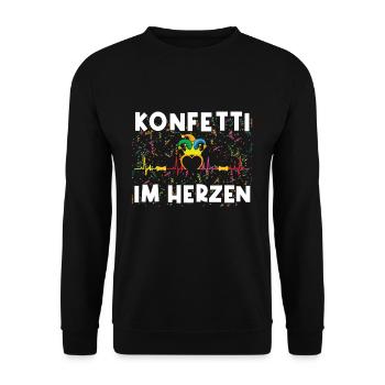 Fasching Konfetti Im Herzen - Unisex Pullover - Schwarz - Vorne - Alina (178cm) & Michal (187cm)