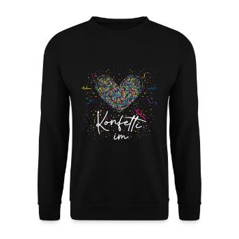 Karneval Konfetti Im Herz Buntes Festival - Unisex Pullover - Schwarz - Vorne - Alina (178cm) & Michal (187cm)