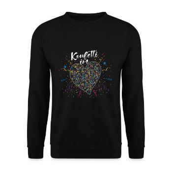 Confettis de carnaval dans le coeur fête de carnaval colorée - Sweat-shirt Unisexe - noir - Devant - Alina (178cm) & Michal (187cm)