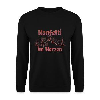 Karneval Konfetti Im Herzen - Unisex Pullover - Schwarz - Vorne - Alina (178cm) & Michal (187cm)