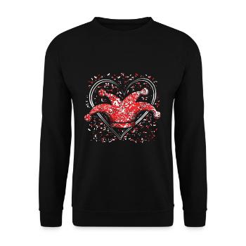 Carnival Heart Jester's Cap Confetti Fun - Unisex Sweatshirt - black - Front - Alina (178cm) & Michal (187cm)