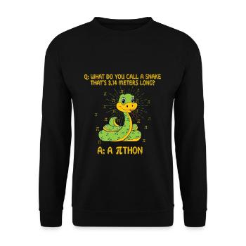 Pi Tag Snake: What is 3.14 m long? - Unisex Sweatshirt - black - Front - Alina (178cm) & Michal (187cm)