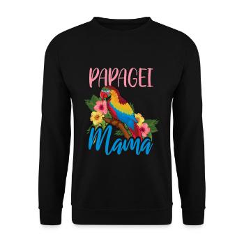 Papagei Mama Exotische Blumenpracht - Unisex Pullover - Schwarz - Vorne - Alina (178cm) & Michal (187cm)