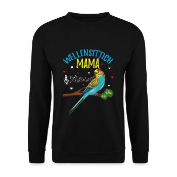 Perruche Maman Cœur Musique Amour - Sweat-shirt Unisexe - noir - Devant - Alina (178cm) & Michal (187cm)