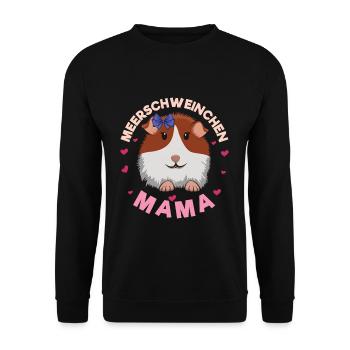 Meerschweinchen Mama Coole Illustration - Unisex Pullover - Schwarz - Vorne - Alina (178cm) & Michal (187cm)