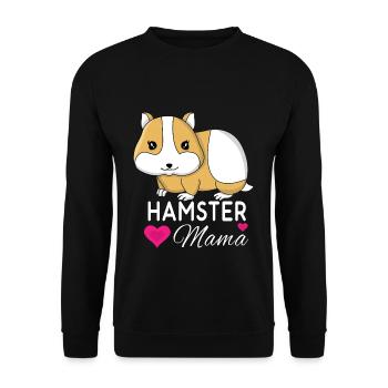 Liebevolle Hamster Mama Herzdesign - Unisex Pullover - Schwarz - Vorne - Alina (178cm) & Michal (187cm)