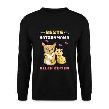 Beste Katzenmama Aller Zeiten Niedliche Katzen Mit - Unisex Pullover - Schwarz - Vorne - Alina (178cm) & Michal (187cm)