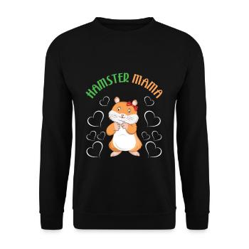 Hamster Mama Liebevolle Herzen Grafik - Unisex Pullover - Schwarz - Vorne - Alina (178cm) & Michal (187cm)