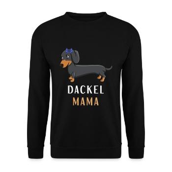 Dackel Mama mit Schleife Hundeliebhaber - Unisex Pullover - Schwarz - Vorne - Alina (178cm) & Michal (187cm)