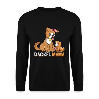 Mignon teckel maman avec illustration de chiot - Sweat-shirt Unisexe - noir - Devant - Alina (178cm) & Michal (187cm)