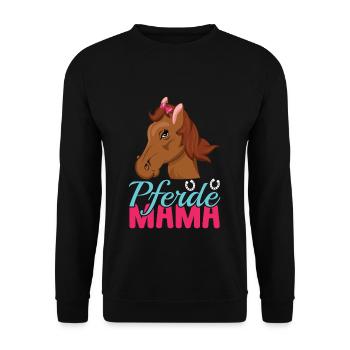 Pferde Mama Charmante Illustration Mit Pferdekopf - Unisex Pullover - Schwarz - Vorne - Alina (178cm) & Michal (187cm)