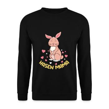 Süße Hasen Mama Illustration Mit Herzchen - Unisex Pullover - Schwarz - Vorne - Alina (178cm) & Michal (187cm)