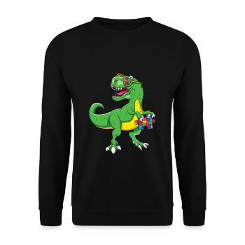 Autism Dinosaur Puzzle Cool - Unisex Sweatshirt - black - Front - Alina (178cm) & Michal (187cm)