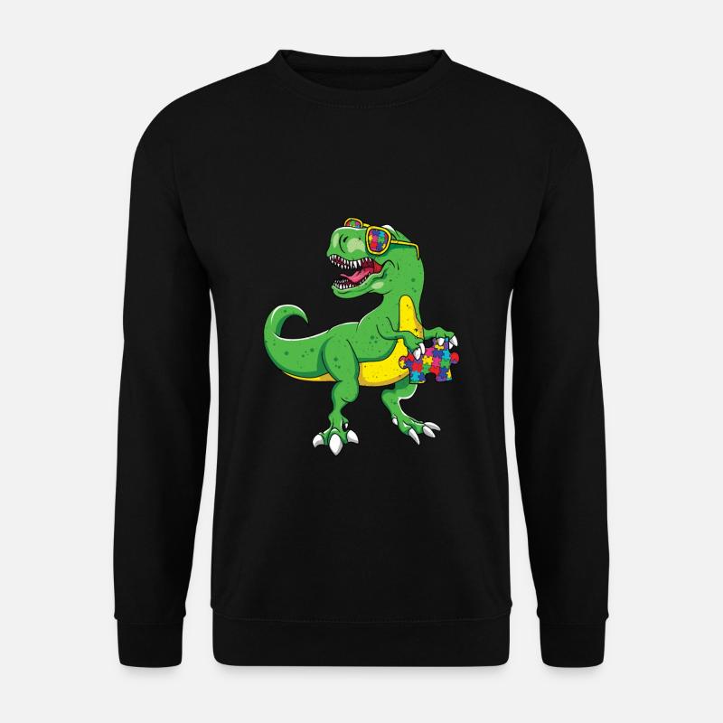 Autism Dinosaur Puzzle Cool - Unisex Sweatshirt - black